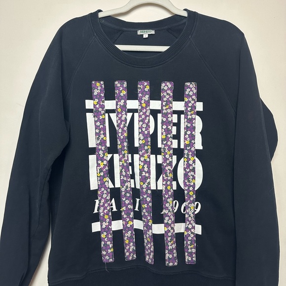 KENZO Hyper sweatshirt crew neck black floral size Large - Picture 2 of 8
